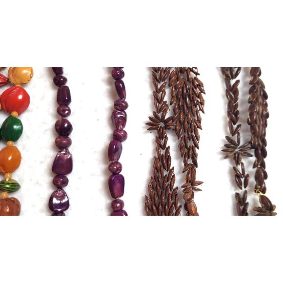 Vintage Hippie Necklace Lot Seeds Fruit Pits Nuts Tribal Shell Long Ethnic Q - Picture 10 of 11